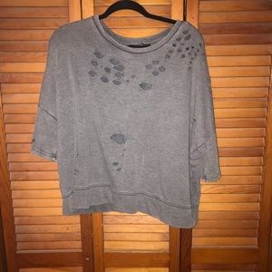 Distressed cropped sweatshirt